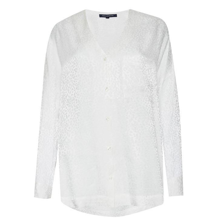 French Connection Chofa Drape V Neck Shirt - White