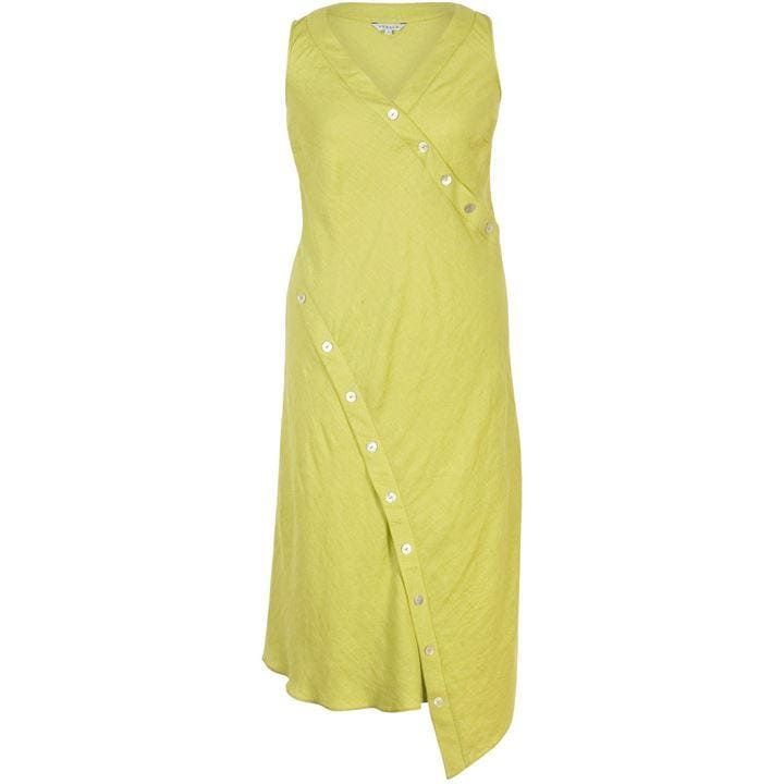 Linen Dress With Button Detail