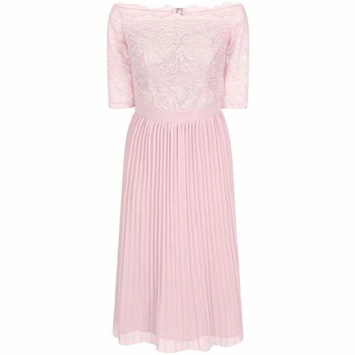 Chi Chi Lace Bardot Midi Dress - Pink
