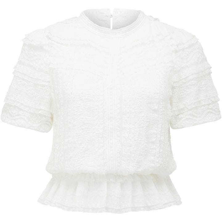 Forever New Amy Lace Peplum Blouse - White