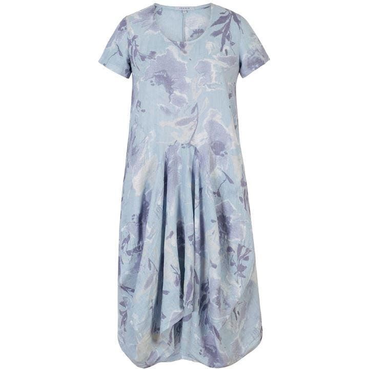 Floral Print Linen Drape Dress