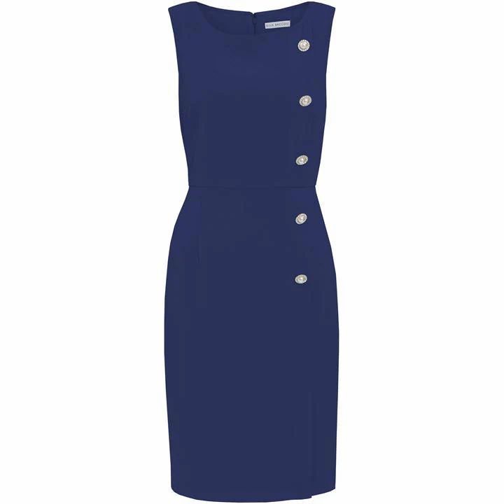 Gina Bacconi Mykia Front Button Moss Crepe Dress - Blue