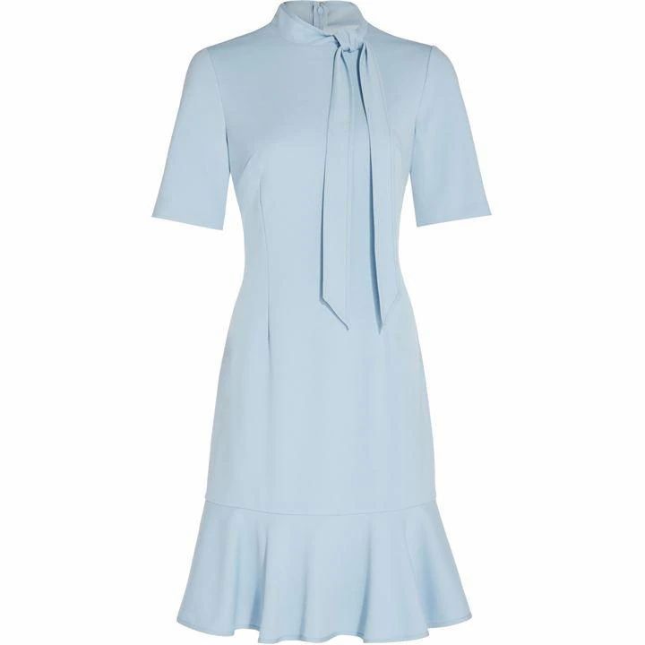 Adrianna Papell Knit Crepe Tie Neck Dress - Blue
