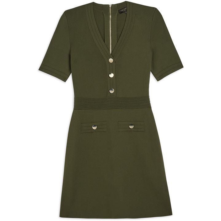 Ted Baker Katanna Knitted Utility Dress - Green