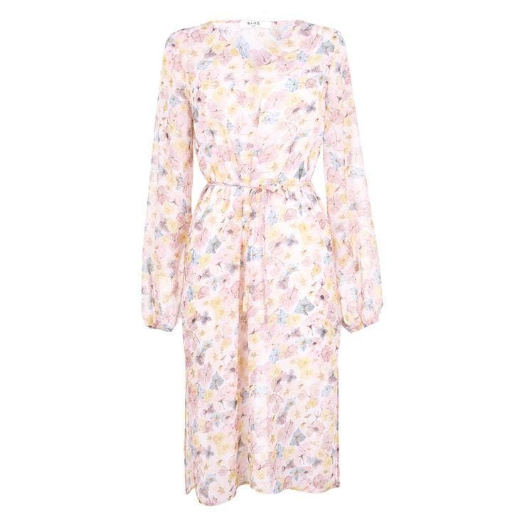 NA-KD Floral Chiffon Dress - Pink