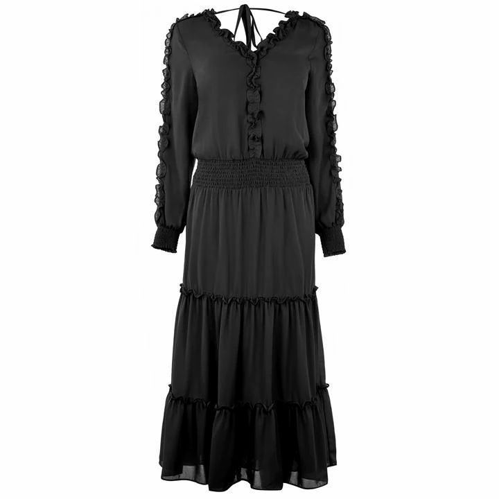 Biba Frill Tier Dress - Black