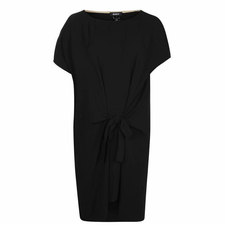 DKNY Short Sleeve Tie Dress - BLACK