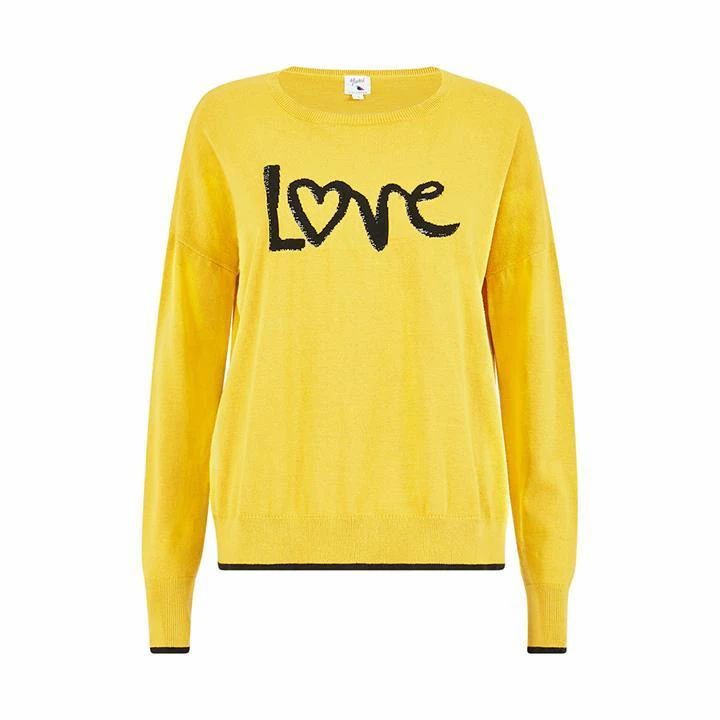 Yumi Mustard Knitted Love Jumper - Yellow