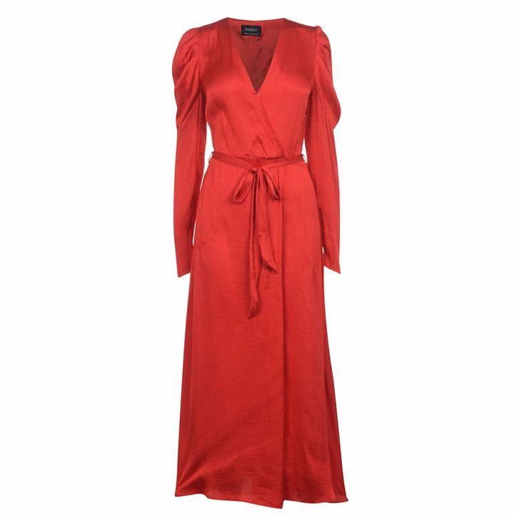 Bardot Wrap Maxi Dress - Red
