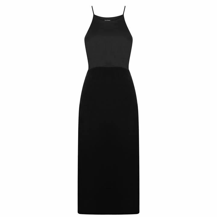 Juicy Couture Stretch Velour Satin Strappy Maxi Dress - Black