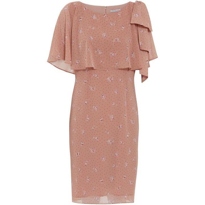 Gina Bacconi Claren Floral Spot Chiffon Dress - Pink