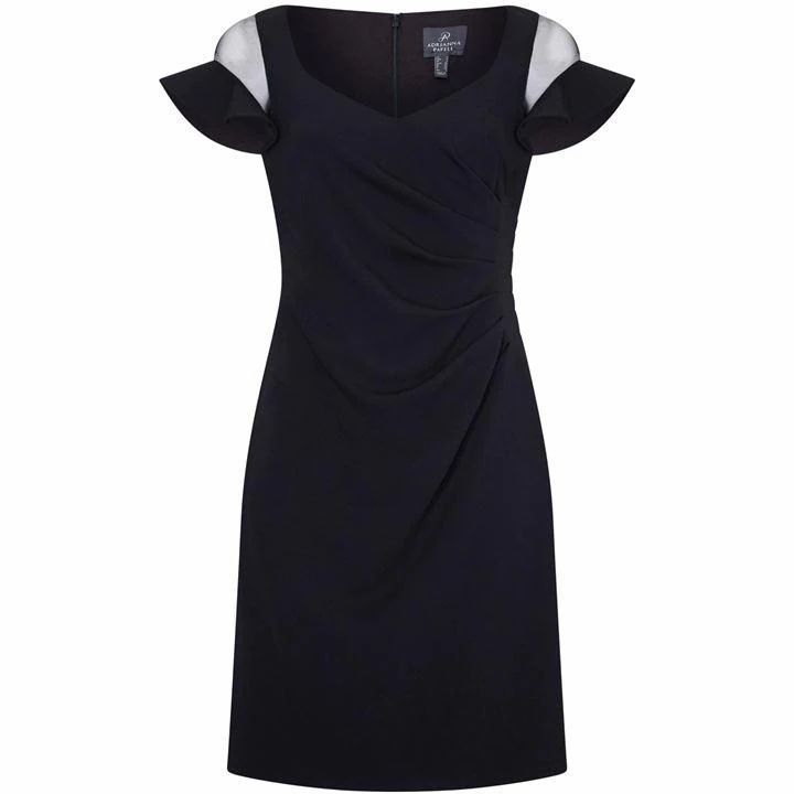 Adrianna Papell Knit Crepe Illusion Dress - BLACK