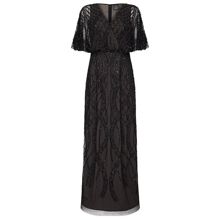 Adrianna Papell Beaded Column Gown - Black