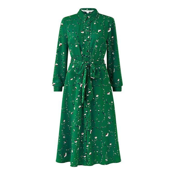 Yumi Green Ditsy Floral Shirt Dress - Green