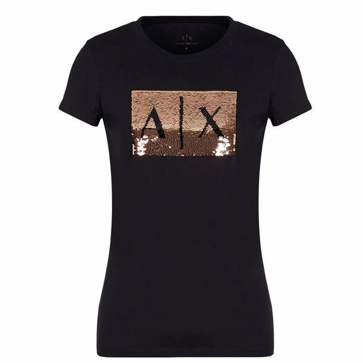 Armani Exchange Sequin Logo T-Shirt - Black