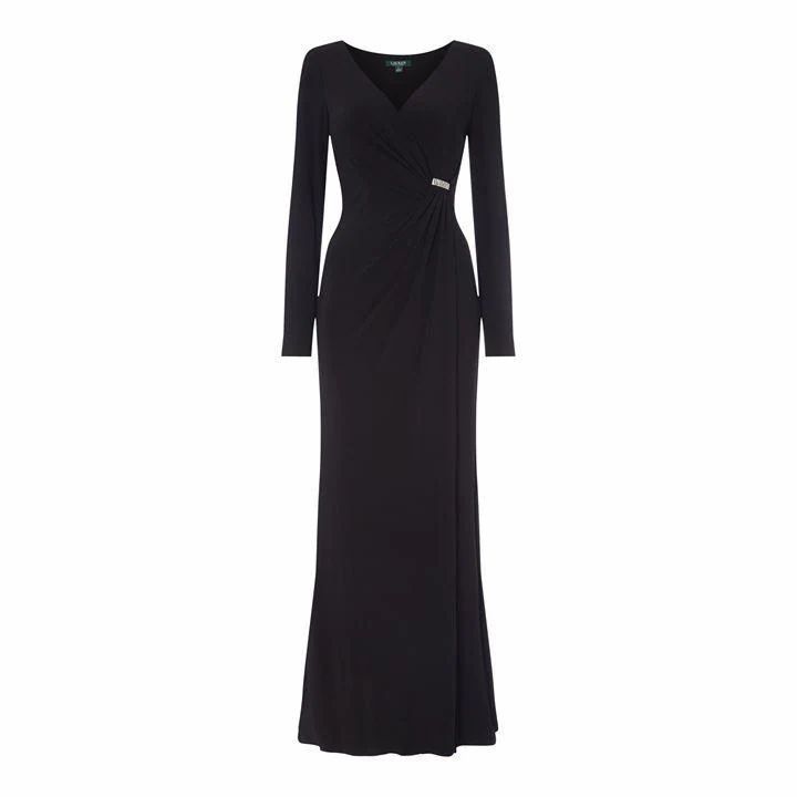 Lauren by Ralph Lauren Jillie Long Sleeve Evening Dress - Black