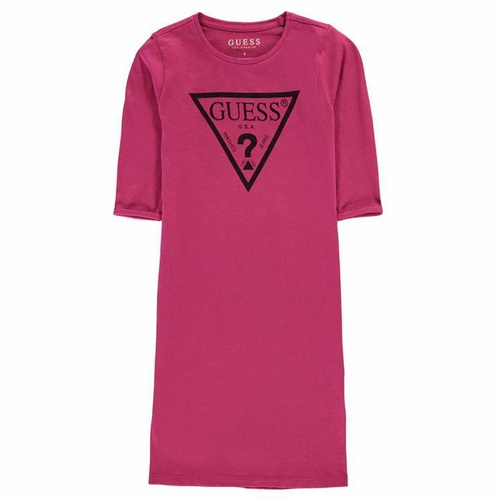 Guess Logo Long Sleeve Dress - Pink