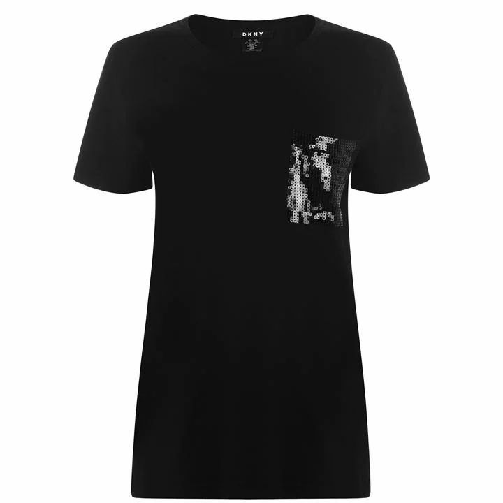 DKNY Sequin T Shirt - BLACK