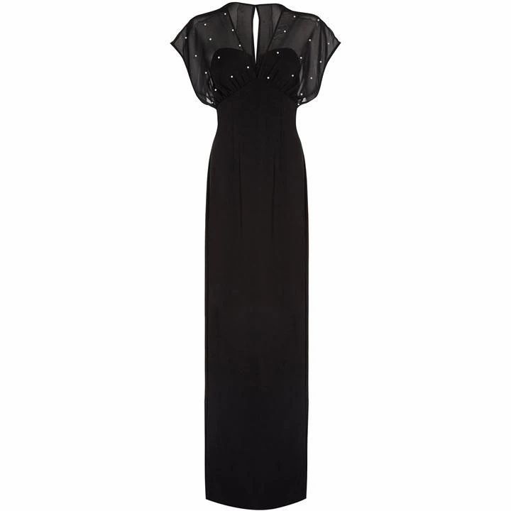 Adrianna Papell Crepe Pearl Gown - Black