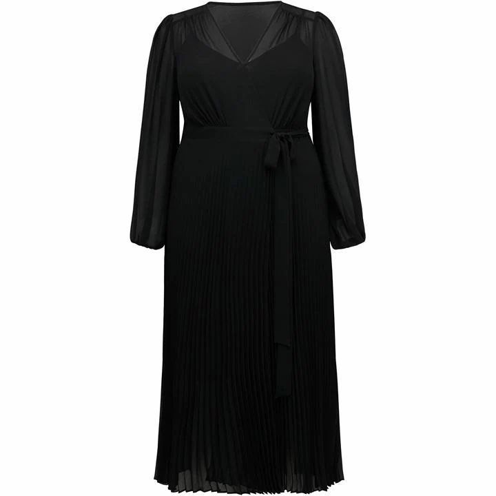 Forever New Penelope Curve Pleated Wrap Dress - Black