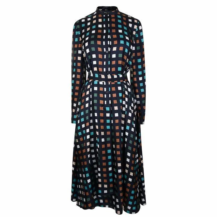 BOSS Cube Print Silk Dress - Blue 961
