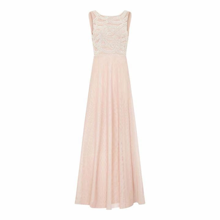 Adrianna Papell Sleeveless Bead Gown - Pink