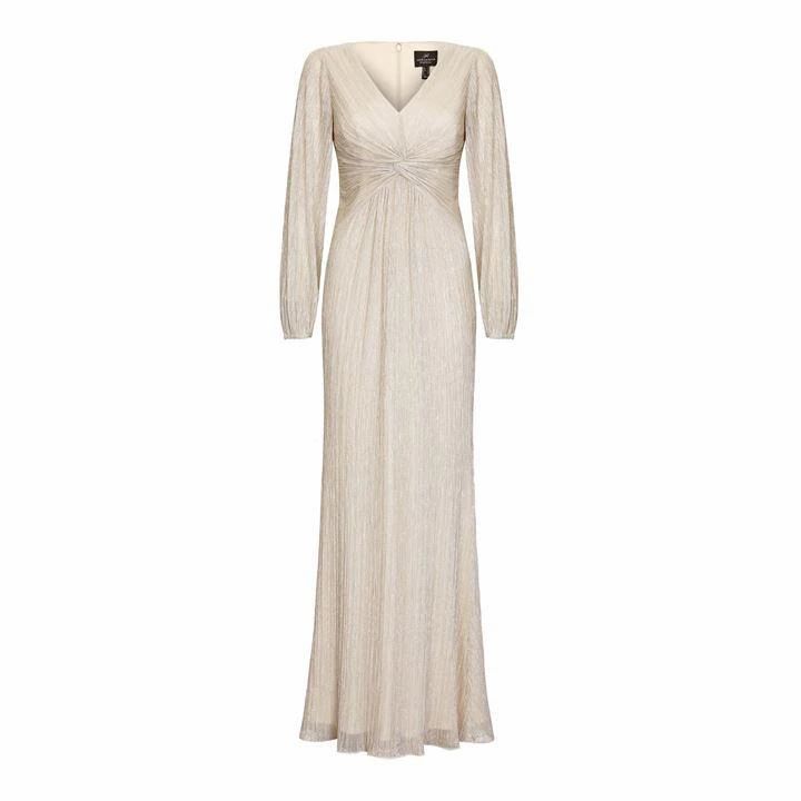 Adrianna Papell Adrianna Papell Glitter Knit Gown - Beige