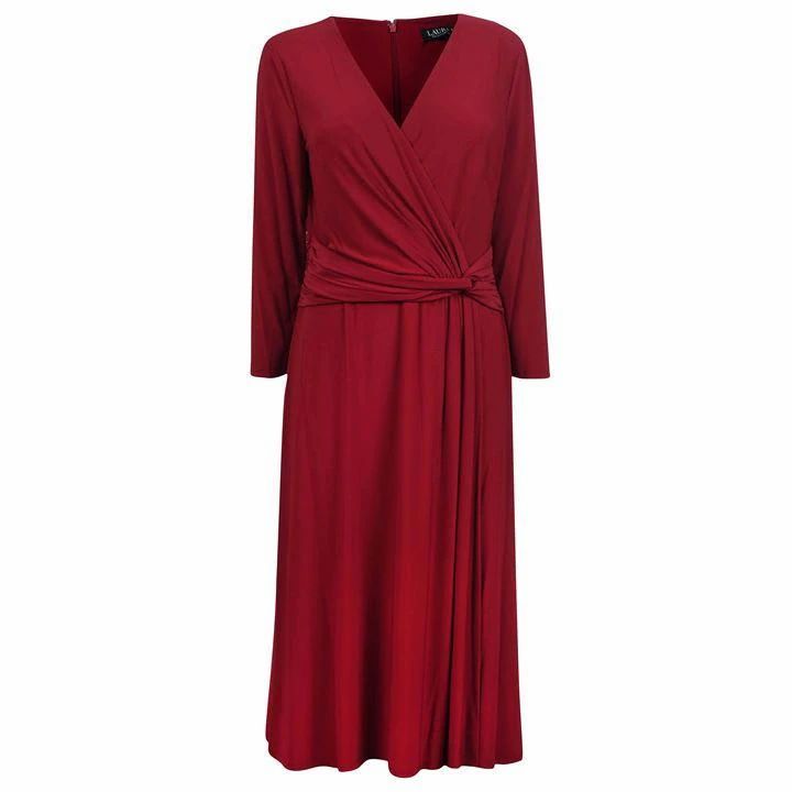 Lauren by Ralph Lauren Zanhary three quarterSleeve Dress - Red