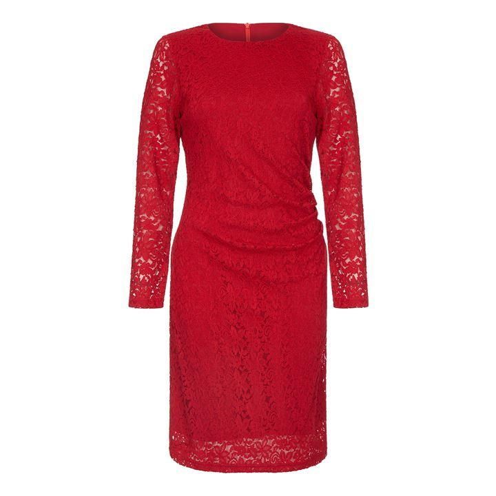 Mela London Lace Ruched Dress - Red
