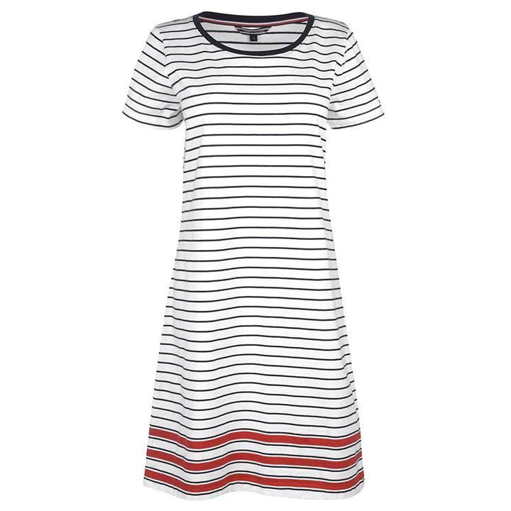 Tommy Jeans Diara Dress - White/Blk/Red