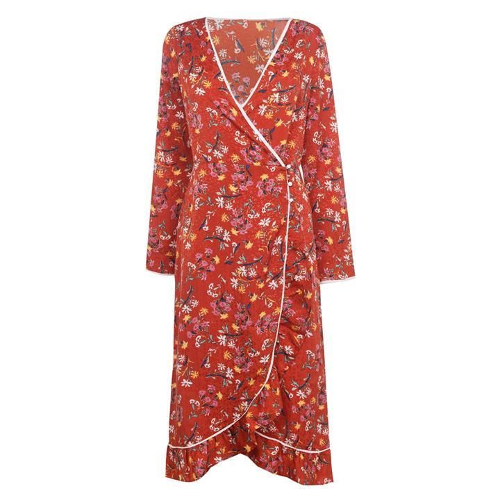 Free People Covent Garden Floral Ruffle Midi Dress - Red