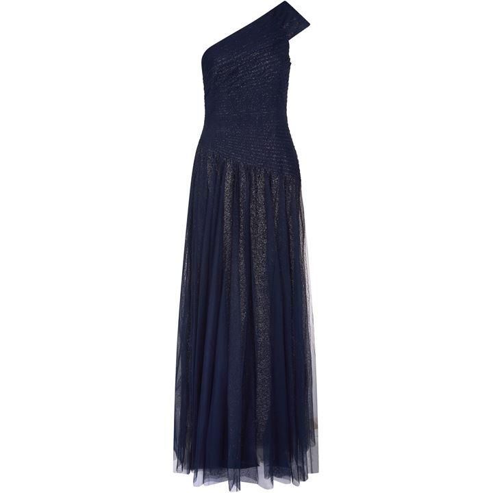 Adrianna Papell Shirred Tulle Gown - Blue
