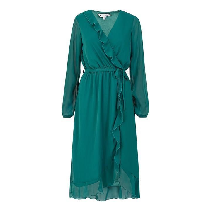 Yumi Green Long Sleeve Wrap Dress - Green