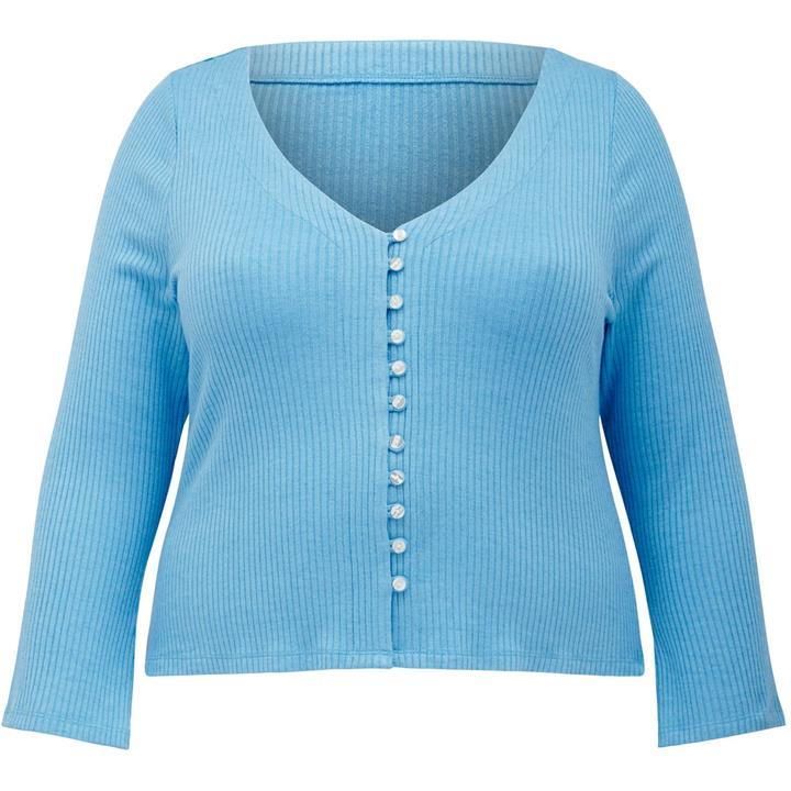 Forever New Brittany Curve Button Down Cardi Top - Blue