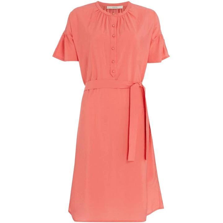 Charles harper belted dress with flounce sleeve