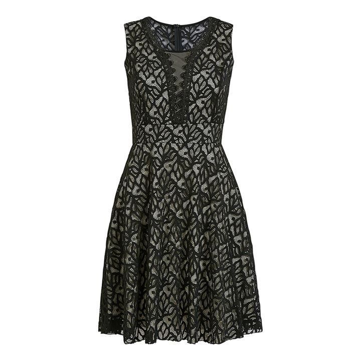 Mela London Black Mesh Detail Lace Dress - Black