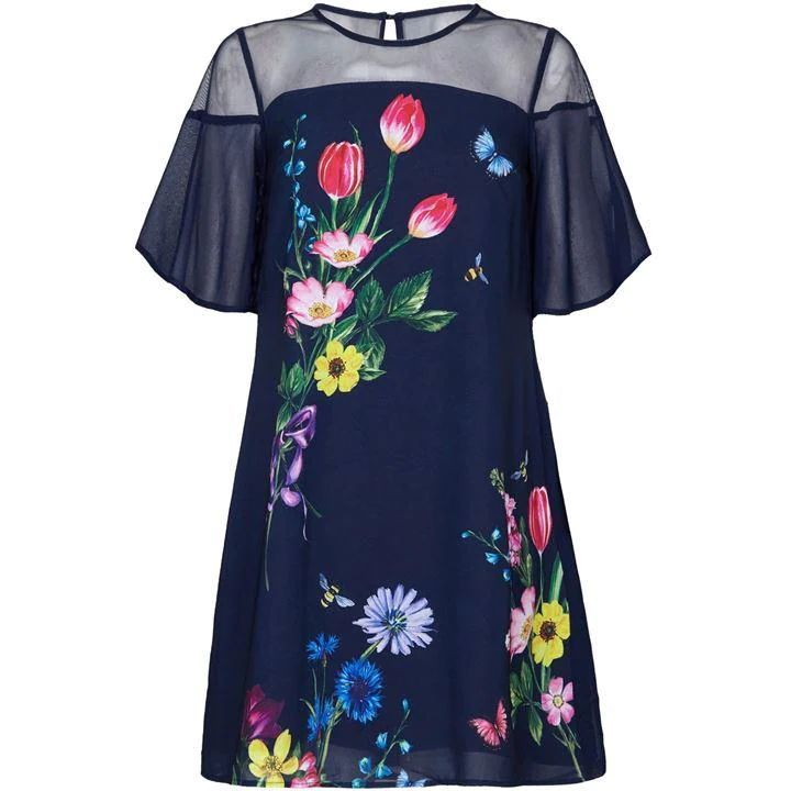 Floral Print Short Sleeves Tunic Dress
