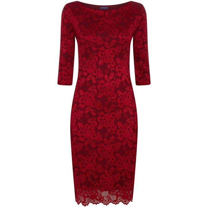 Red long sleeved lace dress with ThinHeat