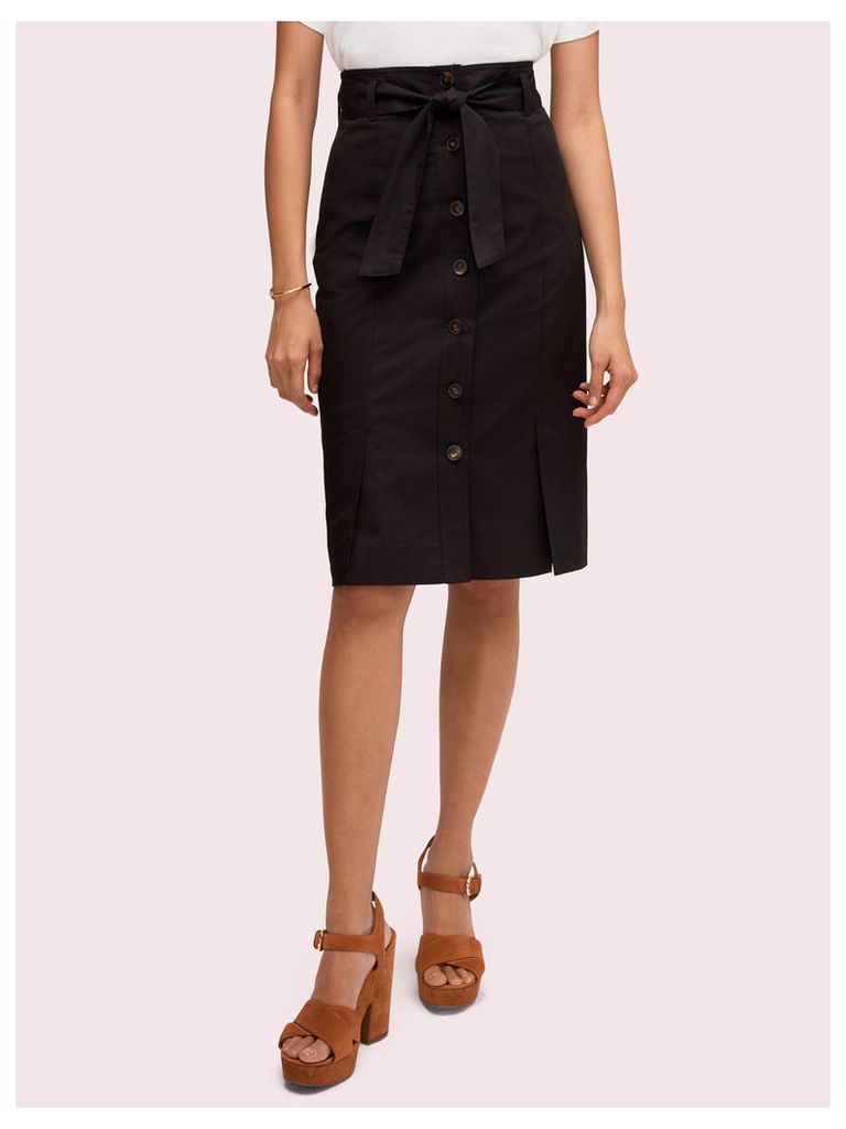 Button Pencil Skirt - Black - 8