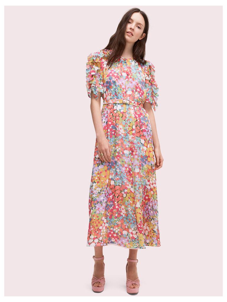 Floral Dots Ruffle Midi Dress - Multi - 4