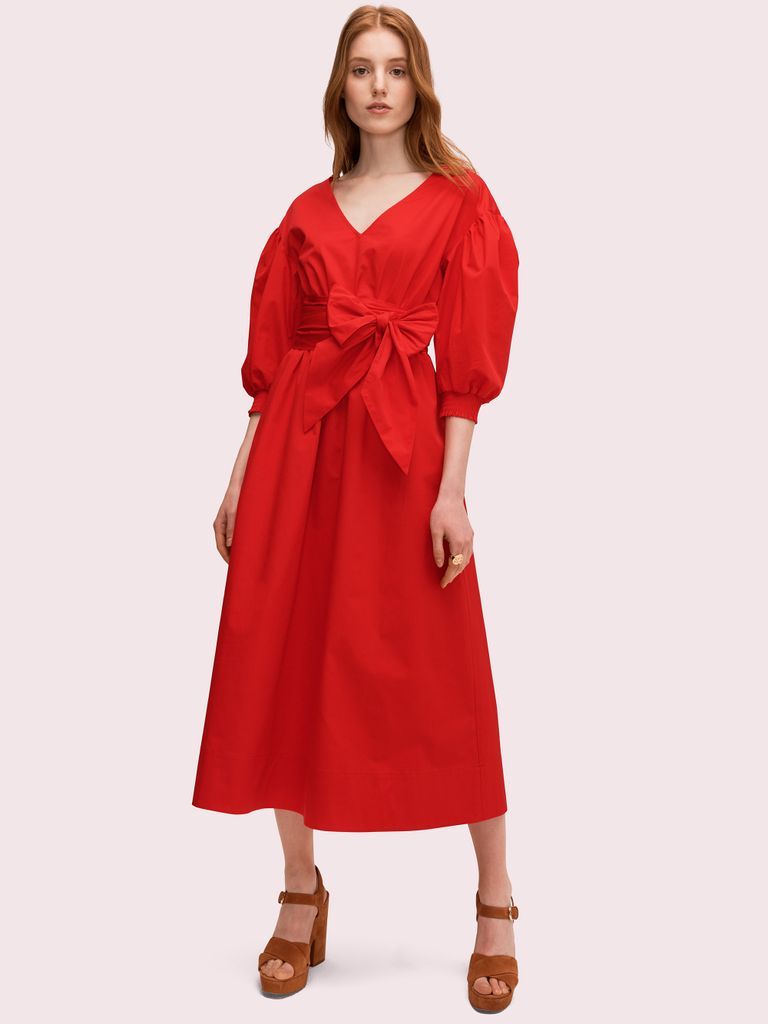 Belted Midi Dress - Red - M (Uk 12-14)