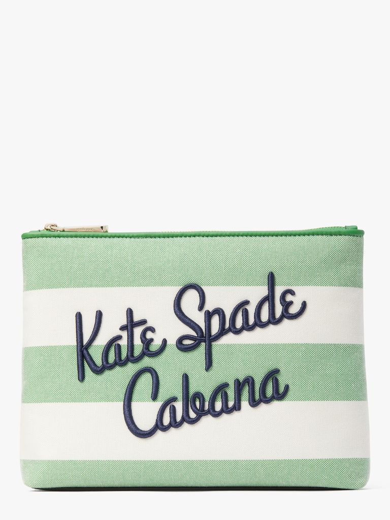 Kate Spade Cabana Canvas Pouch, Green Multi, One Size