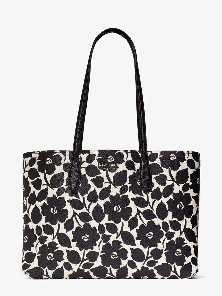 Kate Spade All Day Rosy Garden Printed Pvc Large Tote Bag Bag, Black Multi, One Size