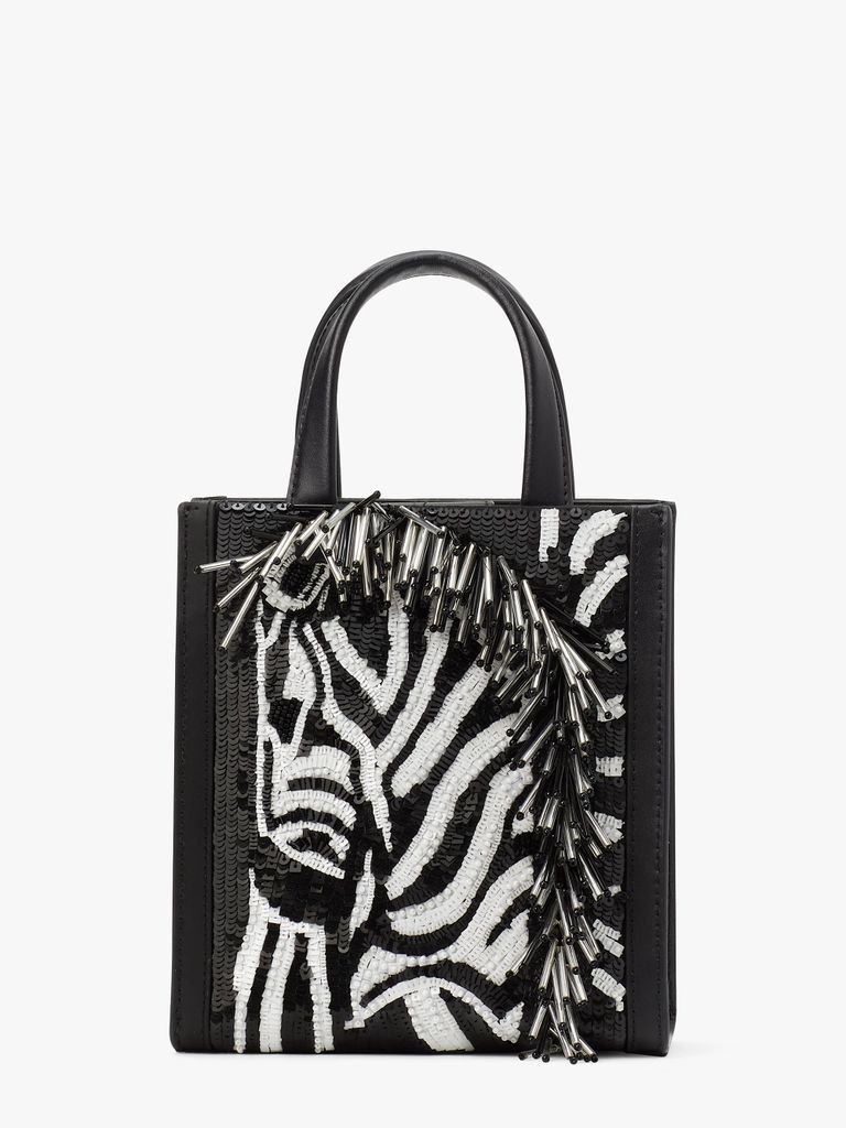 Kate Spade Manhatten Zebra Embellsihed Mini Tote Bag Bag, Black Multi, One Size