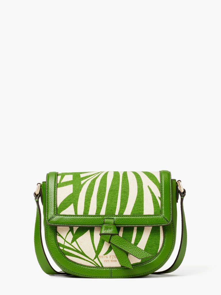 Kate Spade Knott Palm Canvas Medium Saddle Bag, Bitter Greens Multi, One Size