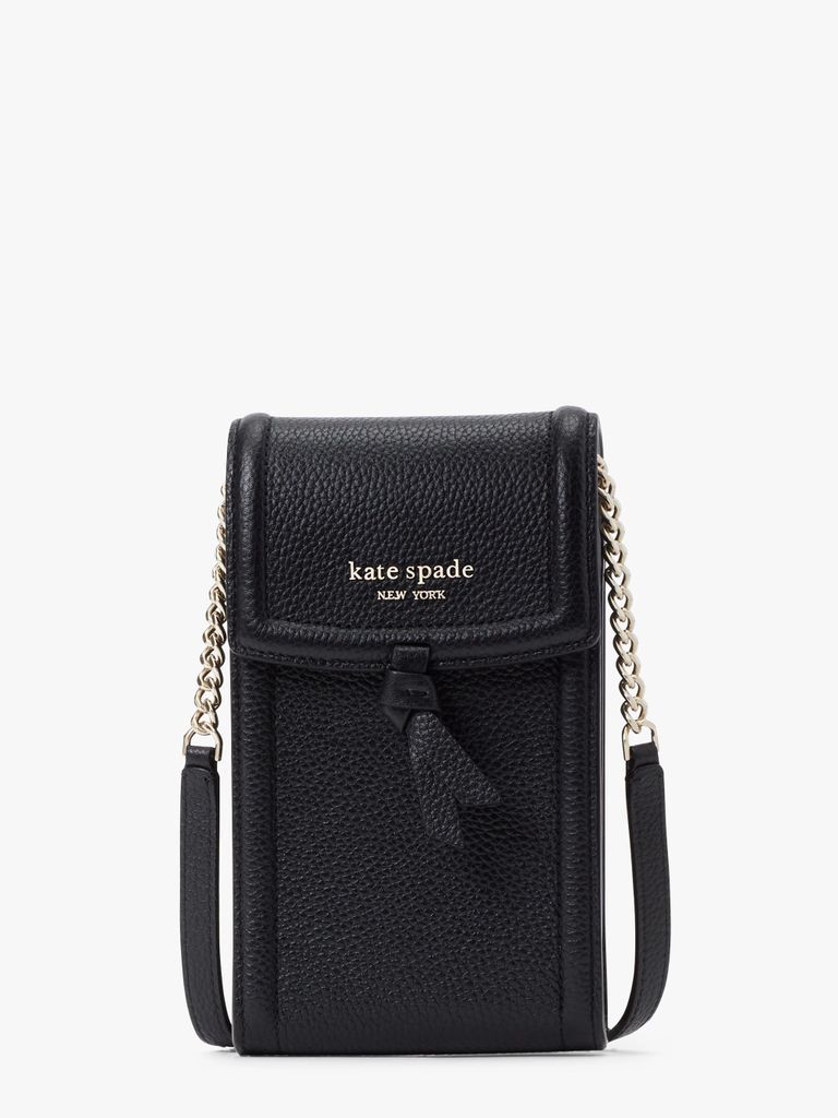 Kate Spade Knott Pebbled Leather Ns Phone Crossbody, Black, One Size