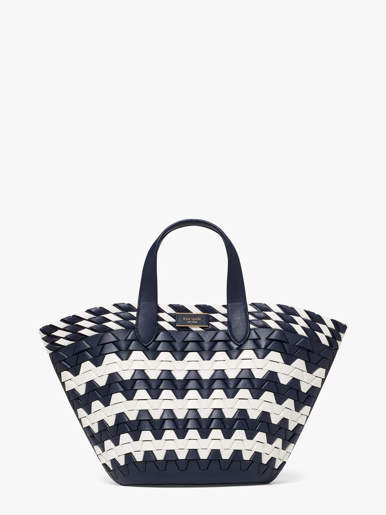 Kate Spade Zigzag Woven Leather Small Tote Bag Bag, Blue, One Size