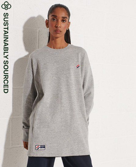 Women's Organic Cotton Code Oversized Crew Dress Light Grey / Grey Slub Grindle - Size: XS/S