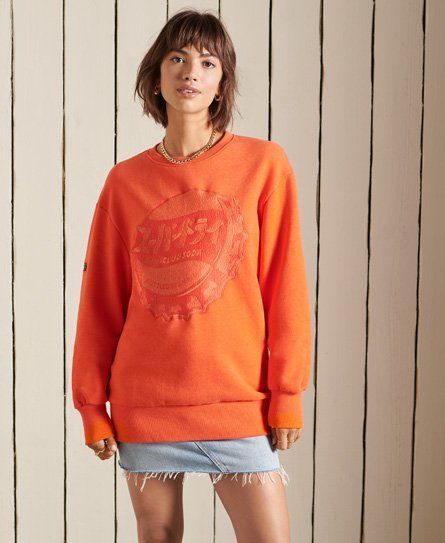 Women's Oversized Workwear Crew Sweatshirt Orange / Bold Orange Marl - Size: M