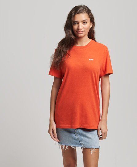 Women's Organic Cotton Loose Fit Vintage Logo T-Shirt Orange / Bright Orange Marl - Size: M